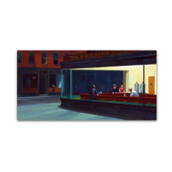 Trademark Fine Art Edward Hopper 'Nighthawks' Canvas Art, 24x47 AA01296-C2447GG